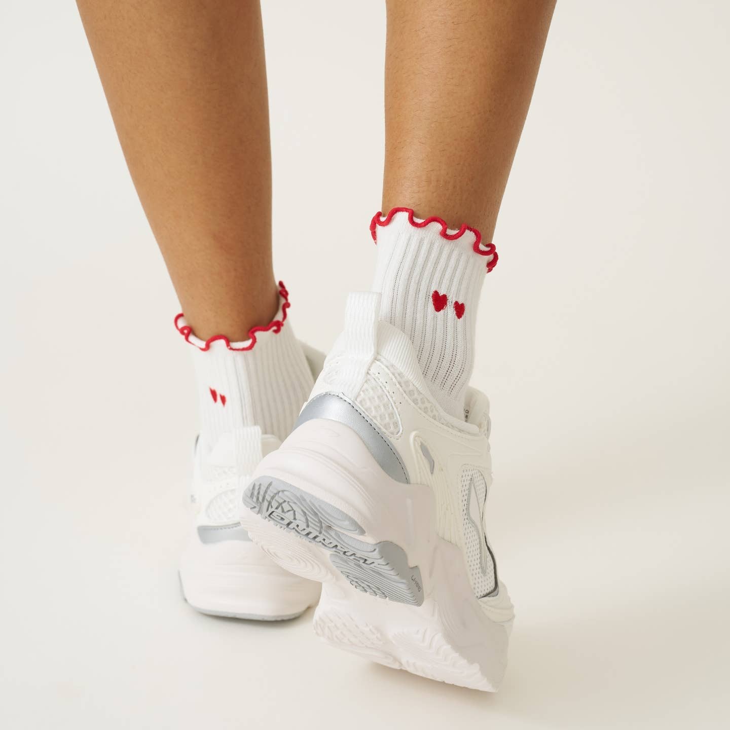 ❤️ Embroidery Heart Duo Ruffle Grip Sock - image 3