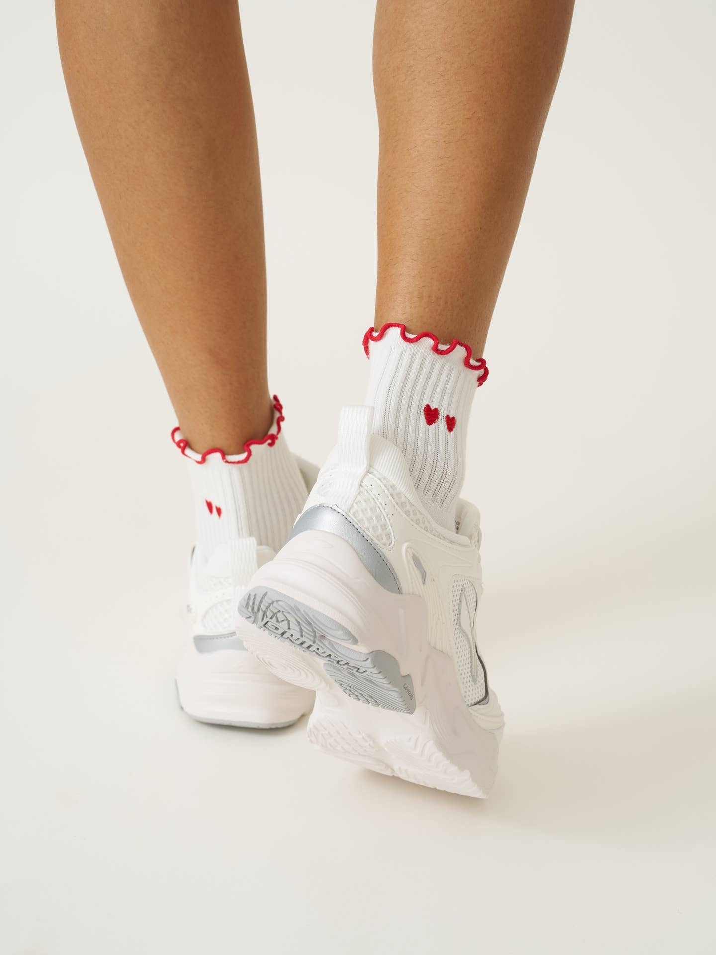 ❤️ Embroidery Heart Duo Ruffle Grip Sock - image 3