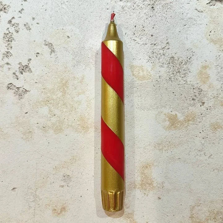 Red and Gold Taper Candle
