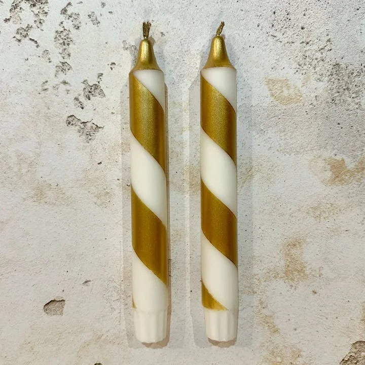 Gold and Cream Spiral Taper Candles
