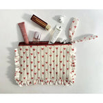 Handmade Quilted Pouch, Red Hearts On White - image 3
