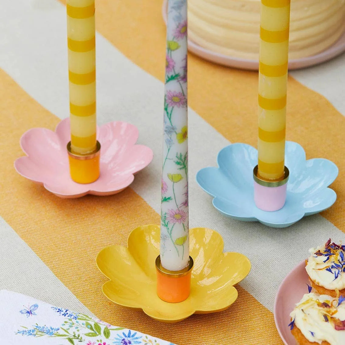 Colored Enamel Flower Shaped Candle Holders - image 2