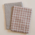 Loose Grid Mocha Linen Tea Towel