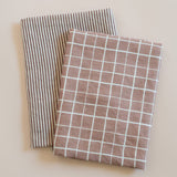 Loose Grid Mocha Linen Tea Towel
