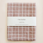 Loose Grid Mocha Linen Tea Towel - image 2