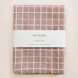 Loose Grid Mocha Linen Tea Towel - image 2