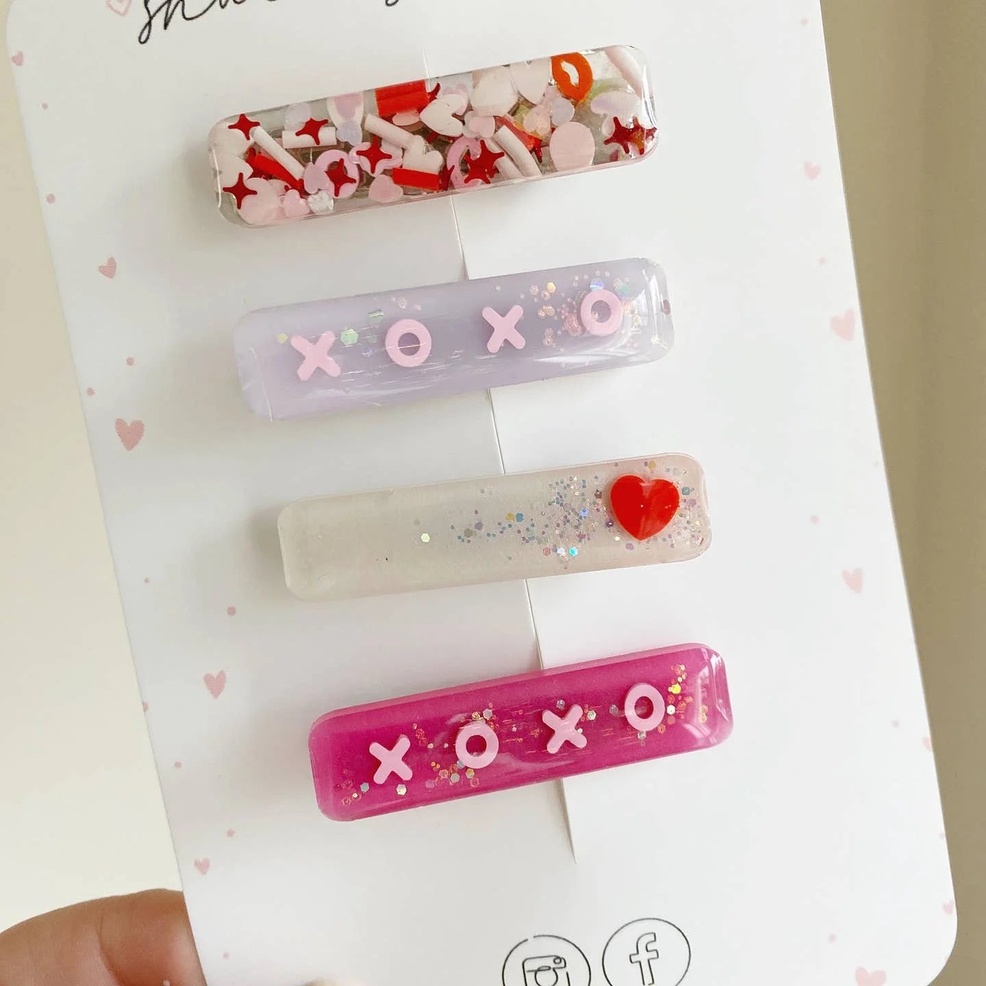 Valentines Day Resin Hair Clips