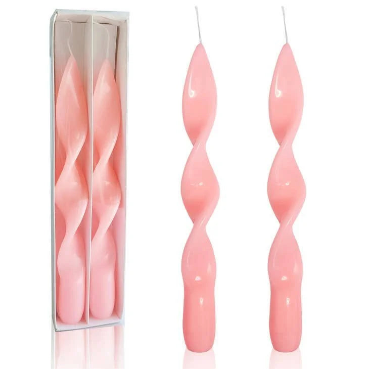 2-Pack  Pink Spiral Taper Candles