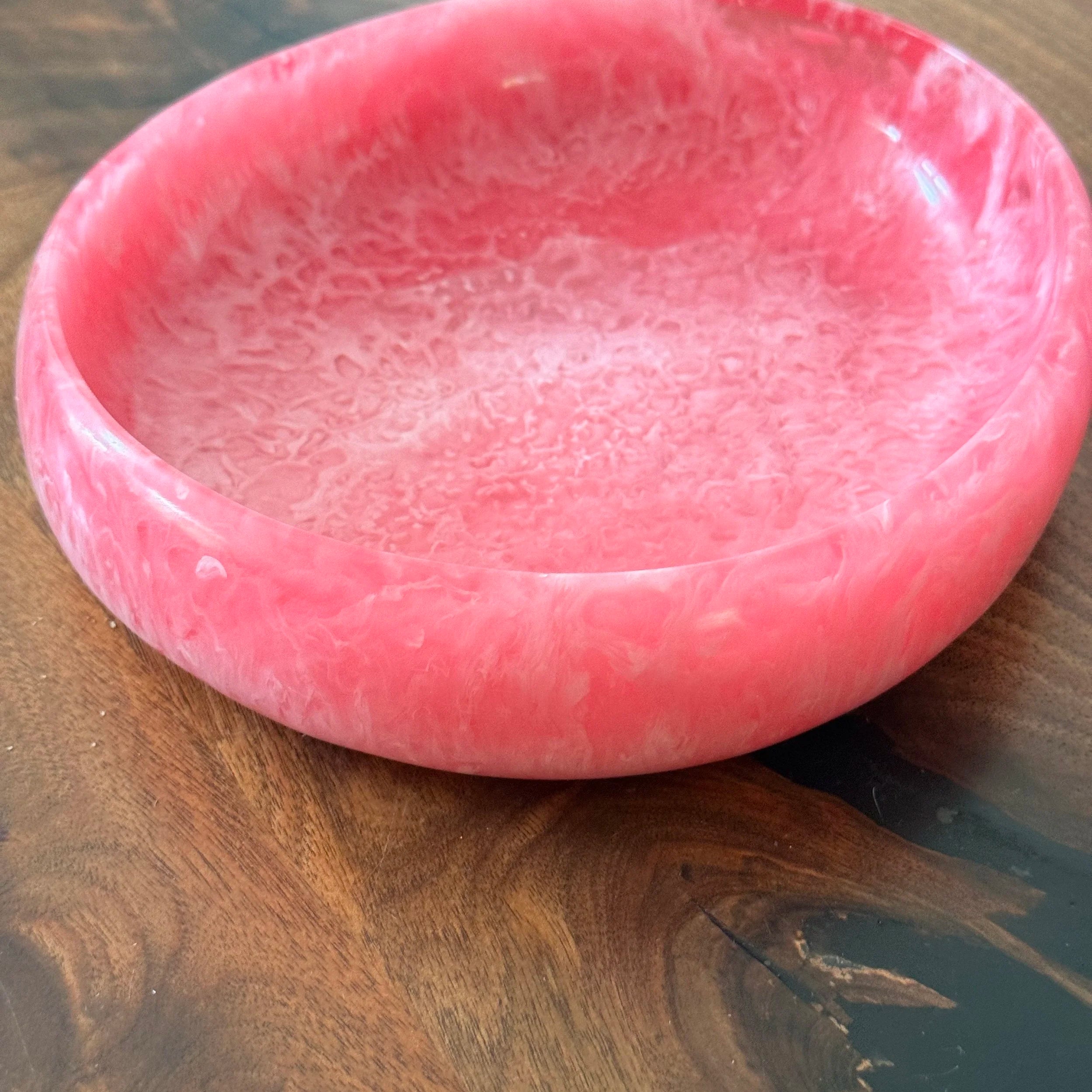 Marbled Resin Catchall Bowl | Coral Pink - image 3