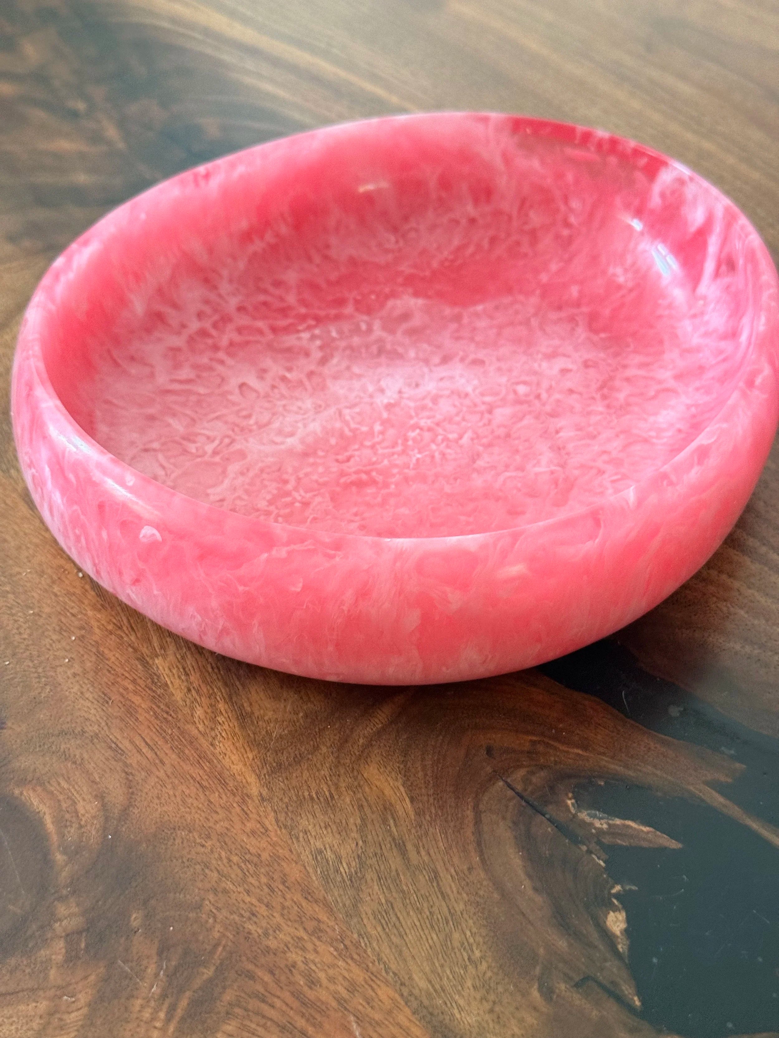 Marbled Resin Catchall Bowl | Coral Pink - image 3