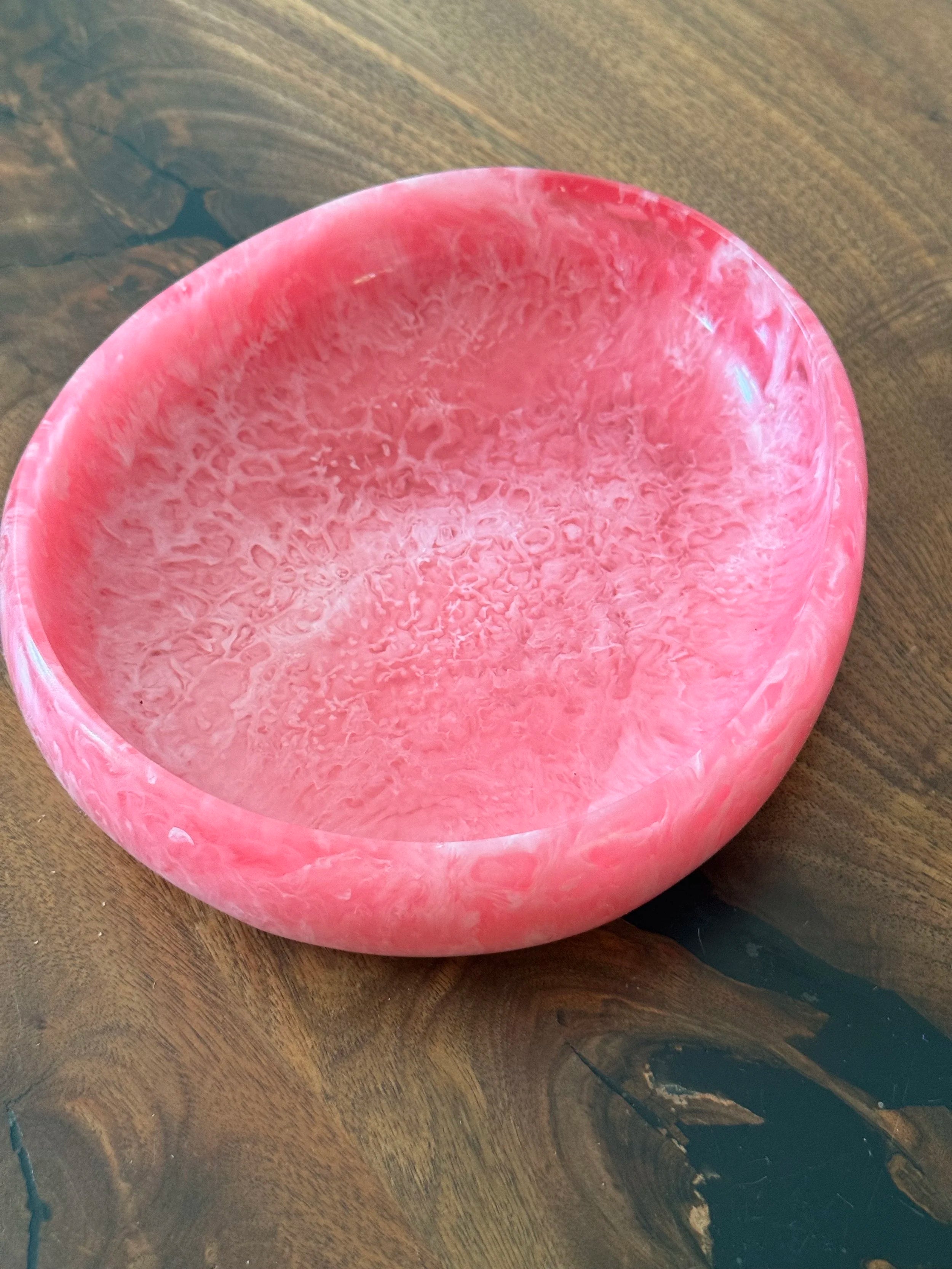 Marbled Resin Catchall Bowl | Coral Pink - image 2