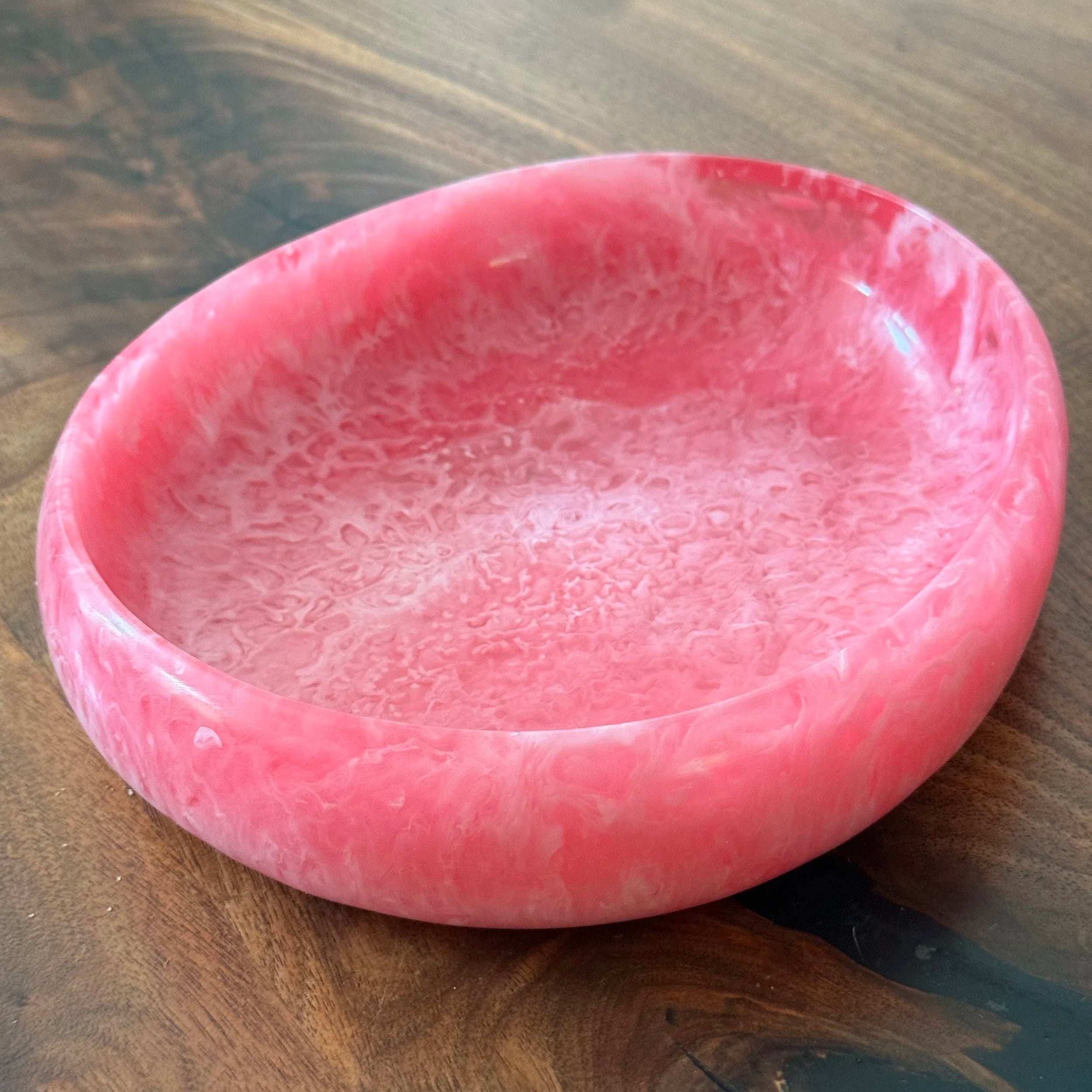 Marbled Resin Catchall Bowl | Coral Pink