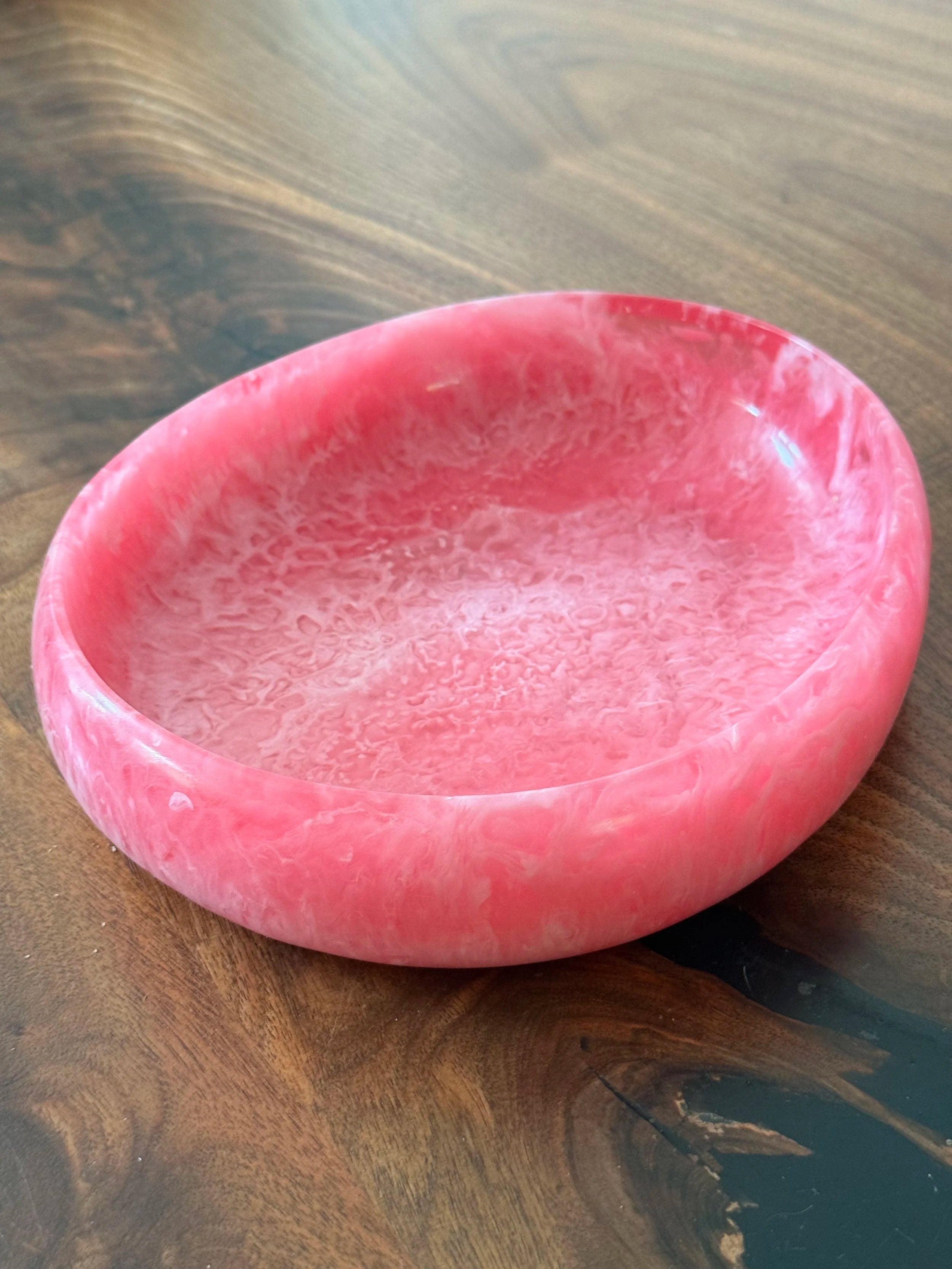 Marbled Resin Catchall Bowl | Coral Pink