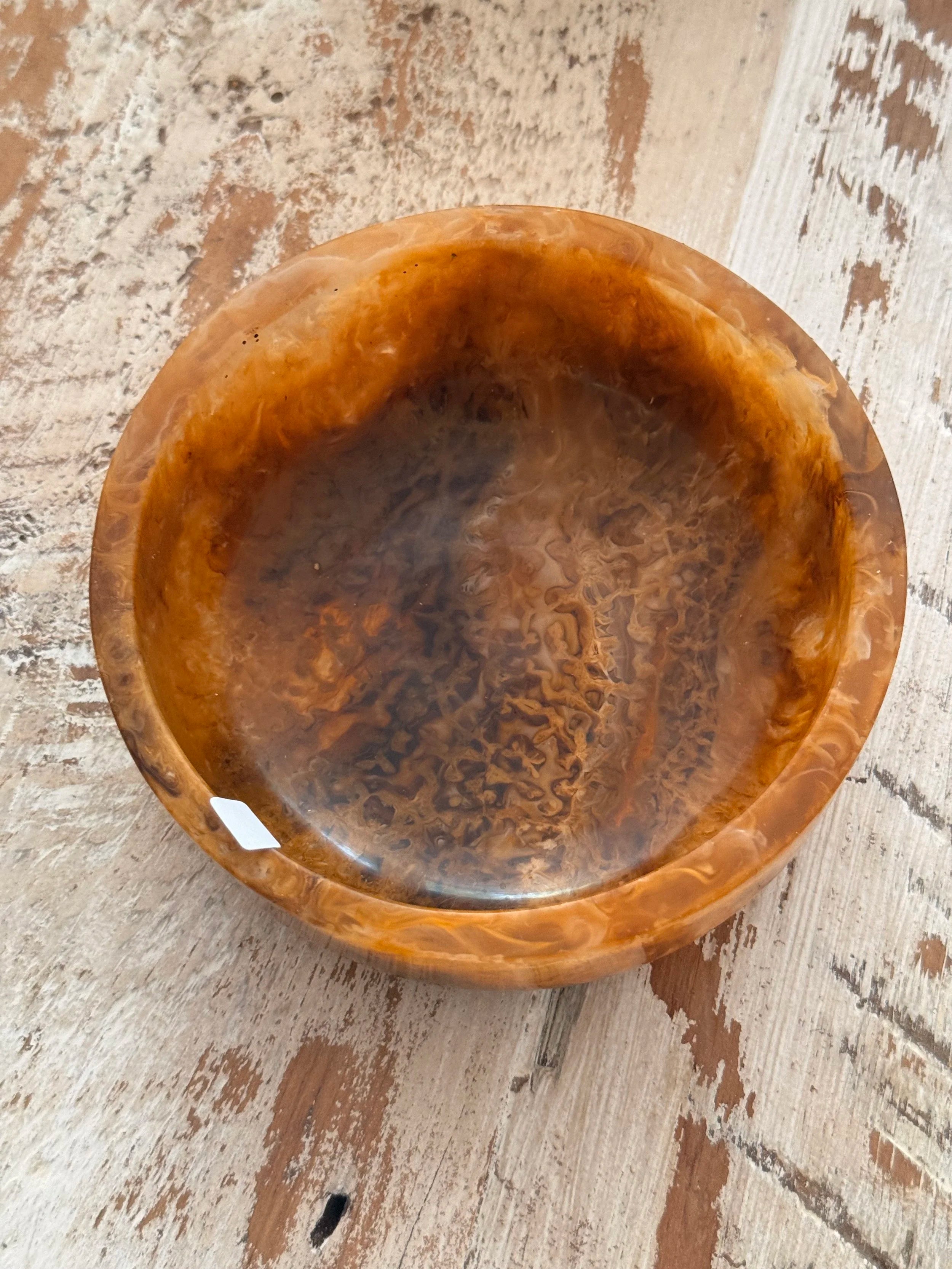 Marbled Resin Snack Bowl | Amber
