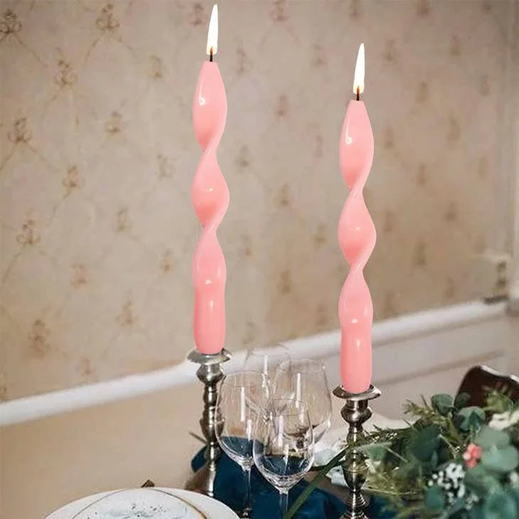 2-Pack  Pink Spiral Taper Candles - image 2