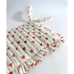 Handmade Quilted Pouch, Red Hearts On White - image 2