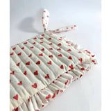 Handmade Quilted Pouch, Red Hearts On White - image 2