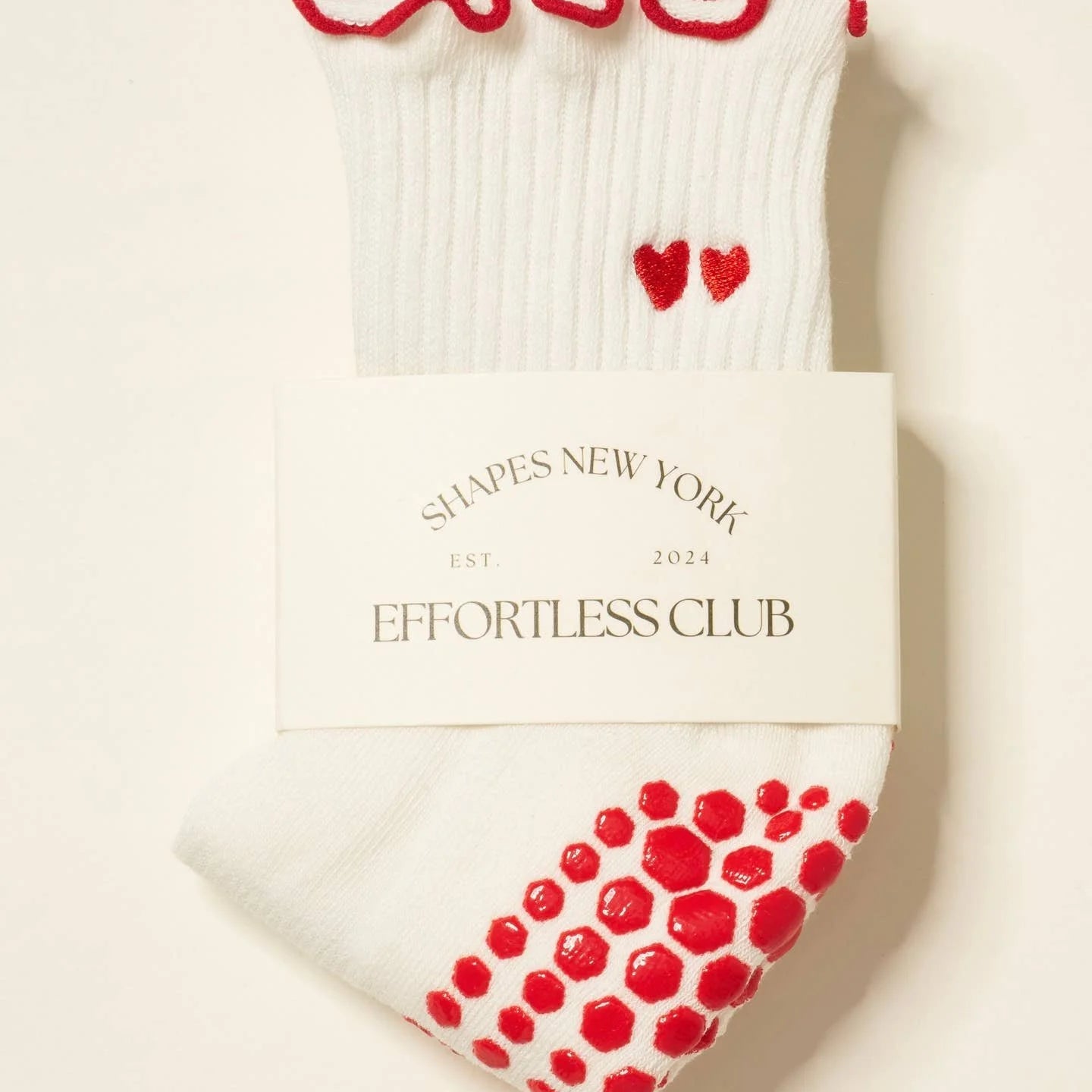 ❤️ Embroidery Heart Duo Ruffle Grip Sock - image 2