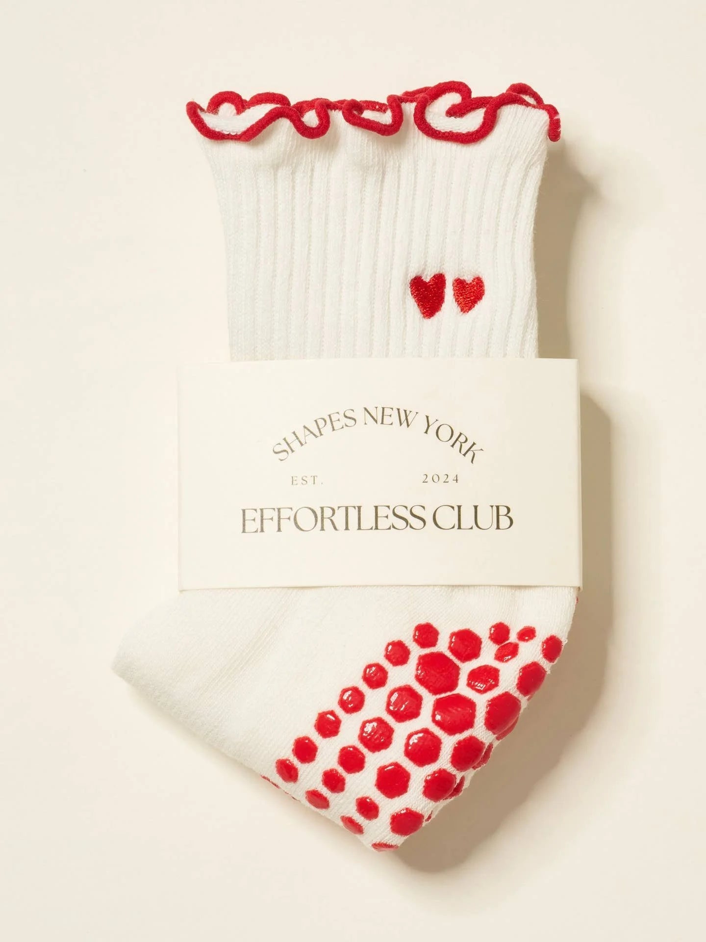 ❤️ Embroidery Heart Duo Ruffle Grip Sock - image 2