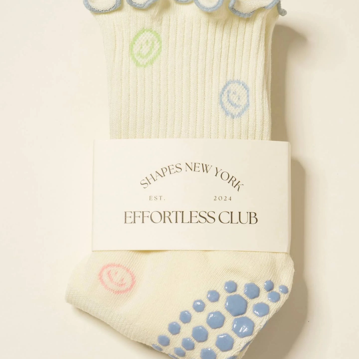 😊 Smiley Face Ruffle Grip Sock, Pilates Socks