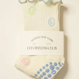 😊 Smiley Face Ruffle Grip Sock, Pilates Socks