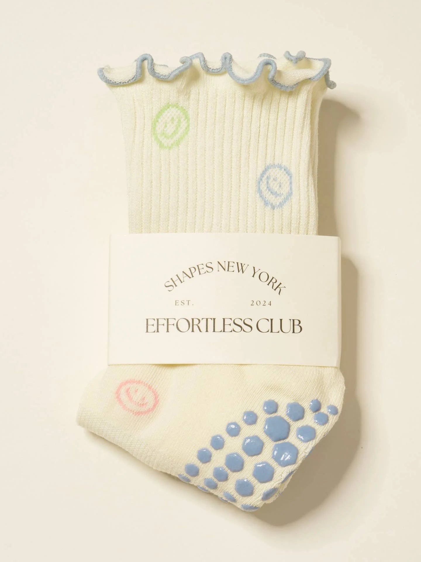 😊 Smiley Face Ruffle Grip Sock, Pilates Socks